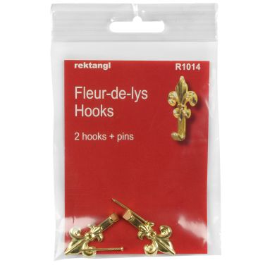 Fleur-De-Lys Hooks & Pins Brass